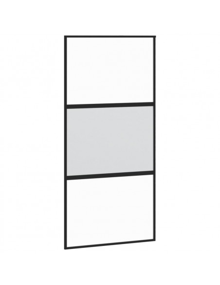 Porta Scorrevole Nera 102,5x205 cm Vetro Temperato e Alluminio