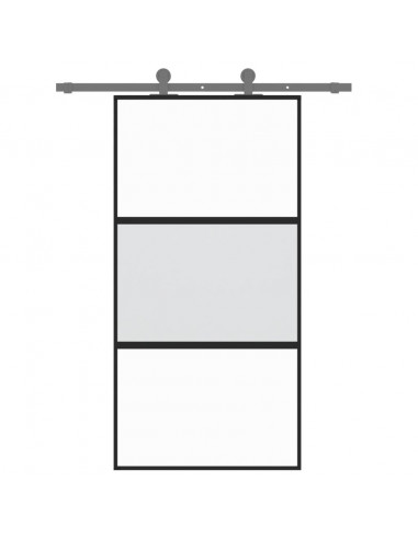 Porta Scorrevole Nera 102,5x205 cm Vetro Temperato e Alluminio