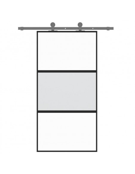 Porta Scorrevole Nera 102,5x205 cm Vetro Temperato e Alluminio