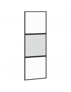 Porta Scorrevole Nera 76x205 cm in Vetro Temperato e Alluminio 2