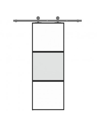 Porta Scorrevole Nera 76x205 cm in Vetro Temperato e Alluminio