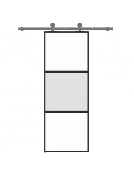 Porta Scorrevole Nera 76x205 cm in Vetro Temperato e Alluminio