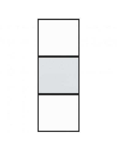 Porta Scorrevole Nera 76x205 cm in Vetro Temperato e Alluminio