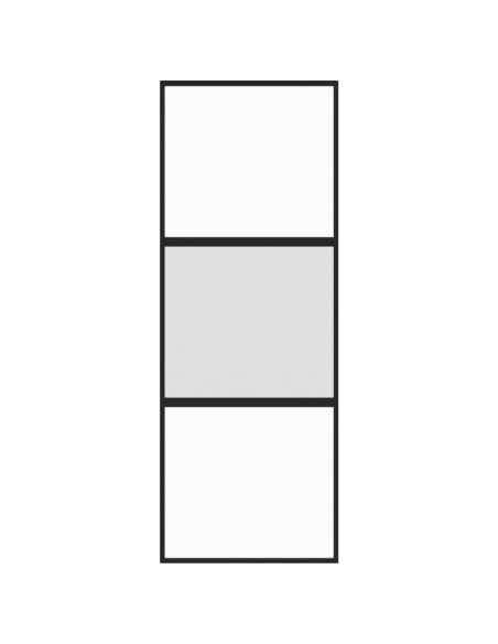 Porta Scorrevole Nera 76x205 cm in Vetro Temperato e Alluminio