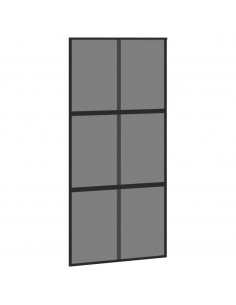 Porta Scorrevole Nera 102,5x205 cm Vetro Temperato e Alluminio 2