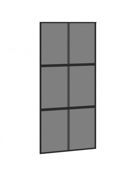 Porta Scorrevole Nera 102,5x205 cm Vetro Temperato e Alluminio
