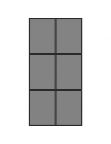 Porta Scorrevole Nera 102,5x205 cm Vetro Temperato e Alluminio