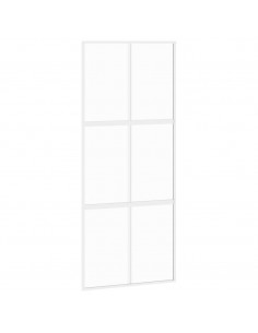 Porta Scorrevole Bianca 90x205 cm Vetro Temperato e Alluminio 2