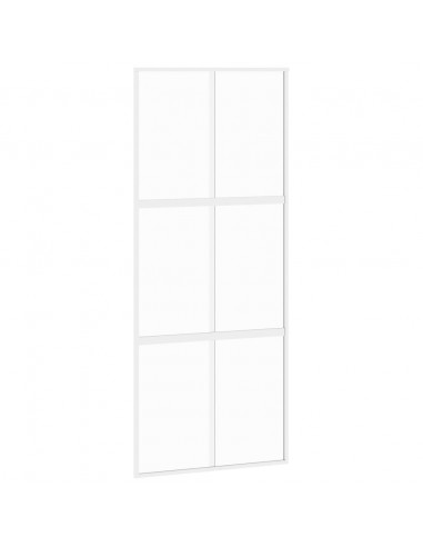 Porta Scorrevole Bianca 90x205 cm Vetro Temperato e Alluminio