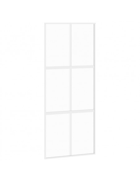 Porta Scorrevole Bianca 90x205 cm Vetro Temperato e Alluminio