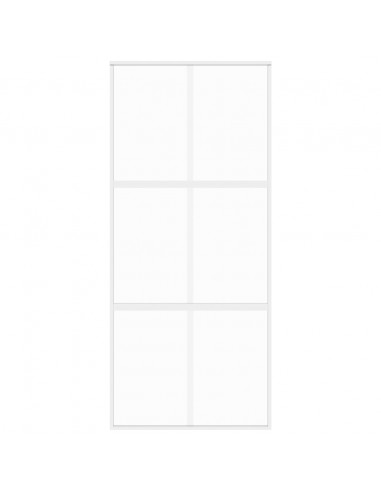 Porta Scorrevole Bianca 90x205 cm Vetro Temperato e Alluminio