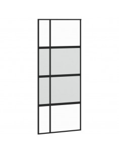 Porta Scorrevole Nera 90x205 cm in Vetro Temperato e Alluminio 2