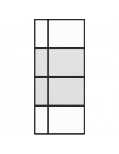 Porta Scorrevole Nera 90x205 cm in Vetro Temperato e Alluminio