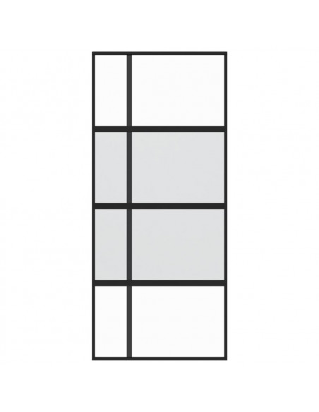 Porta Scorrevole Nera 90x205 cm in Vetro Temperato e Alluminio