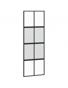 Porta Scorrevole Nera 76x205 cm in Vetro Temperato e Alluminio 2
