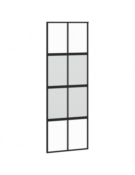 Porta Scorrevole Nera 76x205 cm in Vetro Temperato e Alluminio