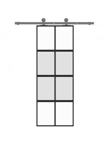 Porta Scorrevole Nera 76x205 cm in Vetro Temperato e Alluminio