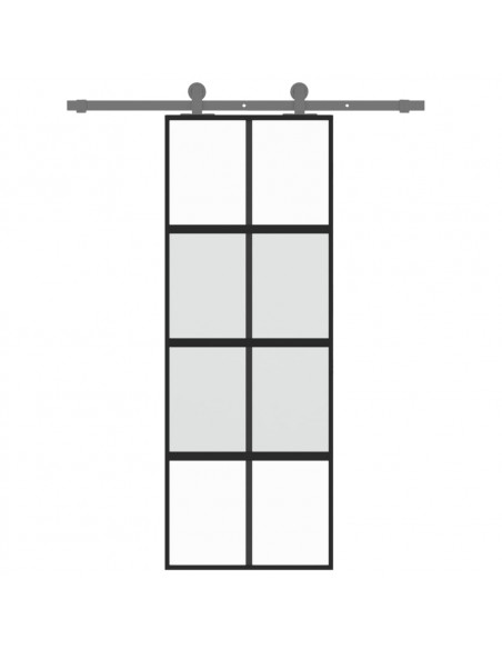 Porta Scorrevole Nera 76x205 cm in Vetro Temperato e Alluminio