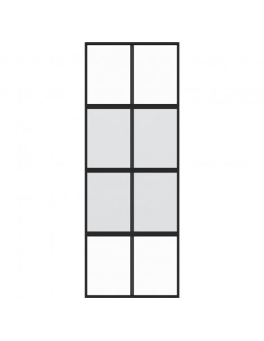 Porta Scorrevole Nera 76x205 cm in Vetro Temperato e Alluminio