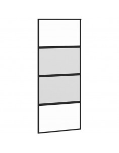 Porta Scorrevole Nera 90x205 cm in Vetro Temperato e Alluminio 2