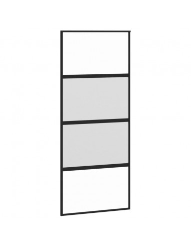 Porta Scorrevole Nera 90x205 cm in Vetro Temperato e Alluminio