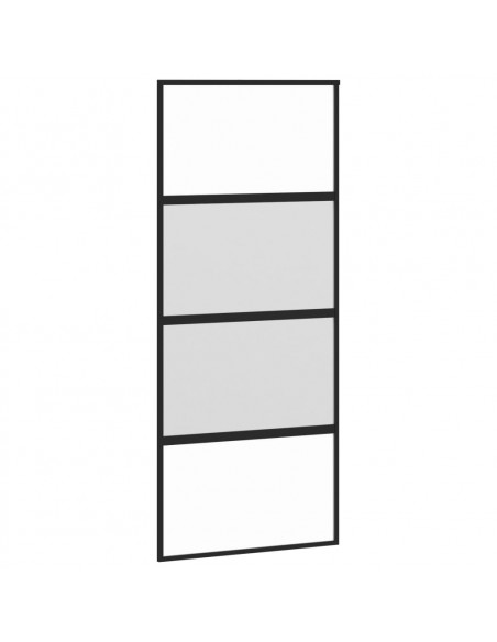 Porta Scorrevole Nera 90x205 cm in Vetro Temperato e Alluminio