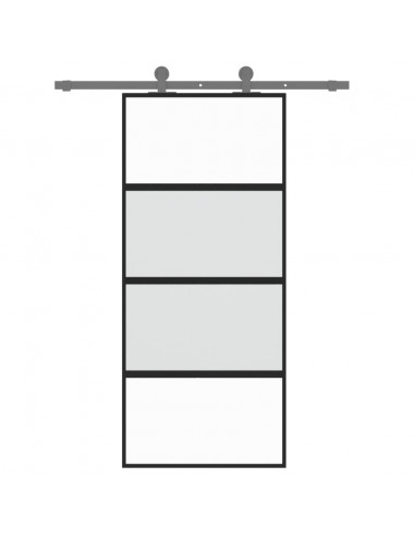 Porta Scorrevole Nera 90x205 cm in Vetro Temperato e Alluminio