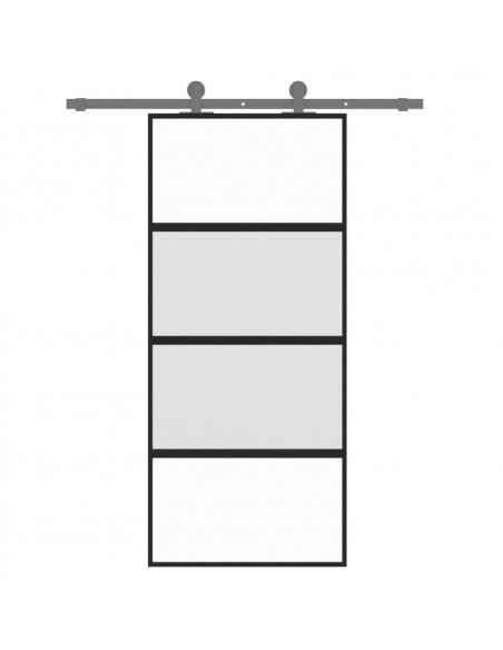 Porta Scorrevole Nera 90x205 cm in Vetro Temperato e Alluminio