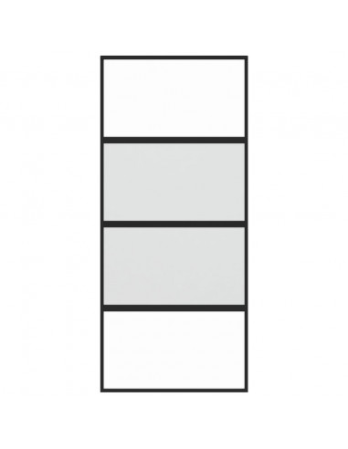 Porta Scorrevole Nera 90x205 cm in Vetro Temperato e Alluminio