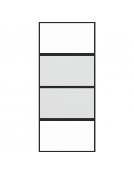 Porta Scorrevole Nera 90x205 cm in Vetro Temperato e Alluminio