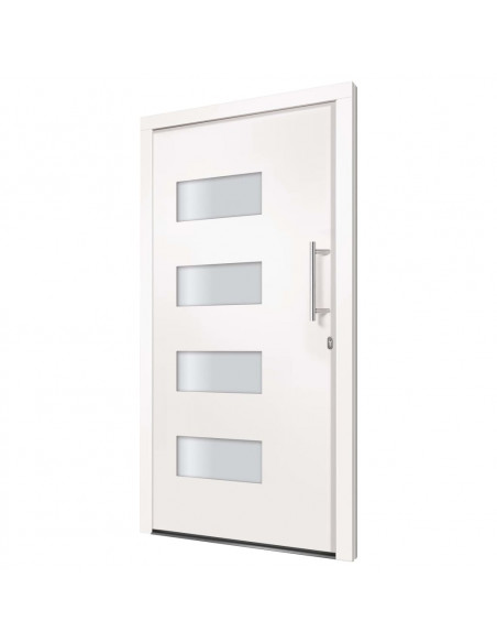 Porta d'Ingresso in Alluminio e PVC Bianco 110x210 cm