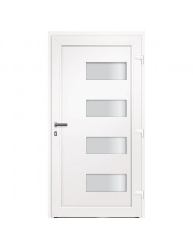 Porta d'Ingresso in Alluminio e PVC Bianco 110x210 cm