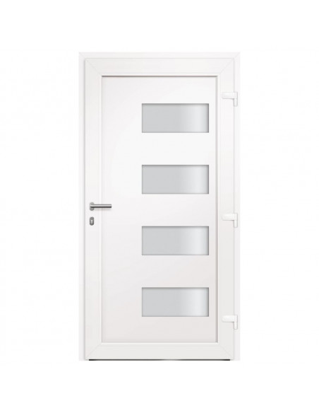 Porta d'Ingresso in Alluminio e PVC Bianco 110x210 cm