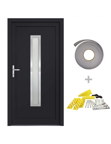 Porta Ingresso Antracite 88x200 cm in PVC