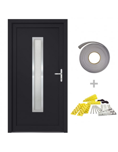 Porta Ingresso Antracite 98x208 cm in PVC