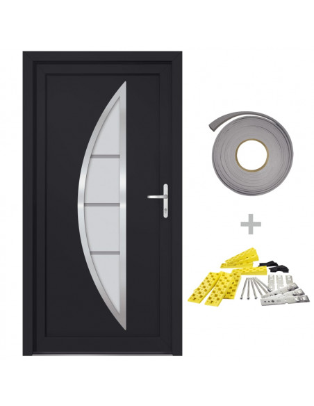 Porta Ingresso Antracite 88x200 cm in PVC