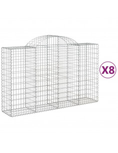 Cesti Gabbioni ad Arco 8 pz 200x50x120/140 cm Ferro Zincato 2