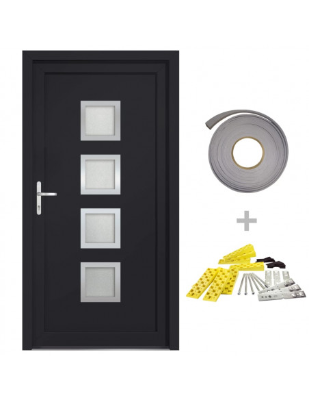 Porta Ingresso Antracite 98x190 cm in PVC