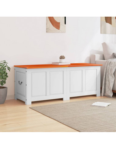 Cassapanca con Coperchio Marrone e Bianco Legno Massello Acacia