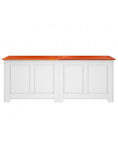 Cassapanca con Coperchio Marrone e Bianco Legno Massello Acacia