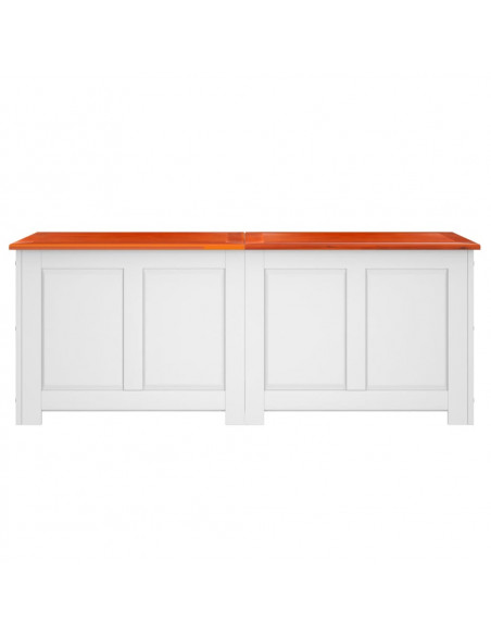 Cassapanca con Coperchio Marrone e Bianco Legno Massello Acacia