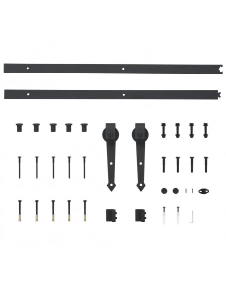 Kit di Binari per Porte Scorrevoli 183 cm Acciaio Nero