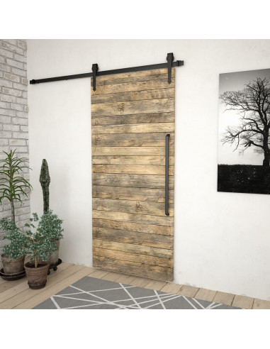 Kit di Binari per Porte Scorrevoli SKIEN 200 cm Acciaio Nero