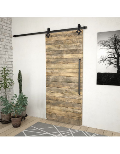 Kit di Binari per Porte Scorrevoli SKIEN 200 cm Acciaio Nero