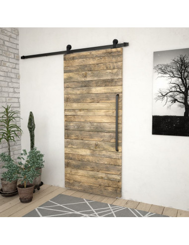 Kit di Binari per Porte Scorrevoli SKIEN 183 cm Acciaio Nero