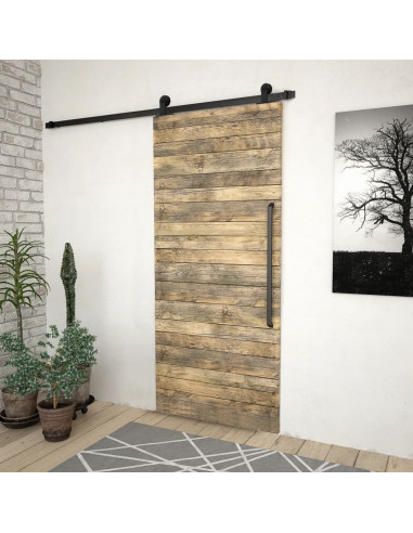 Kit di Binari per Porte Scorrevoli SKIEN 200 cm Acciaio Nero