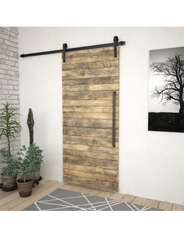 Kit di Binari per Porte Scorrevoli SKIEN 183 cm Acciaio Nero