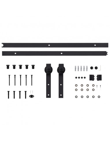 Kit di Binari per Porte Scorrevoli SKIEN 183 cm Acciaio Nero