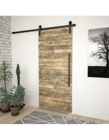 Kit di Binari per Porte Scorrevoli SKIEN 200 cm Acciaio Nero