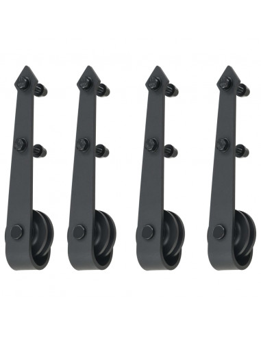 Kit di Binari per Porte Scorrevoli 2x183 cm in Acciaio Nero